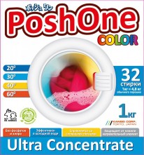 Posh one Концентрированный стиральный порошок COLOR с мерной ложечкой, 1 кг
