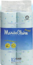 IDESHIGYO Туалетная бумага двухслойная "MARIEE CLAIRE", голубая с принтом, 27.5 м, 12 рулонов