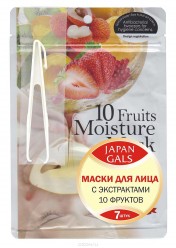 Japan Gals Маска с экстрактом 10 фруктов Pure5 Essential, 7 шт