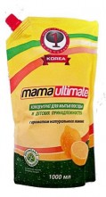 Mama Ultimate Концентрированное средство для мытья посуды "Лимон", запасной блок с крышкой, 1000 мл