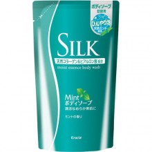 KRACIE "Silk" Moist Essence Гель для душа с коллагеном, аромат мяты, запасной блок, 350 мл