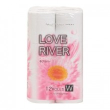 IDESHIGYO Туалетная бумага двухслойная "LOVE RIVER", двухслойная, белая, 27.5 м, 12 рулонов